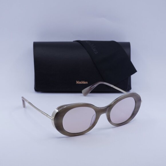 MaxMara MALIBU10 MM0080 60G Oval Sunglasses - Beige/Gold/Brown - Picture 1 of 11